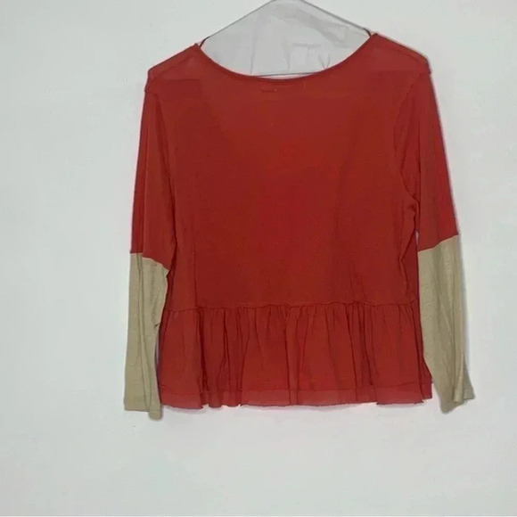 Free People Heart Of Mine Peplum Top sz Large in Camelia Combo Red layered - Picture 5 of 9